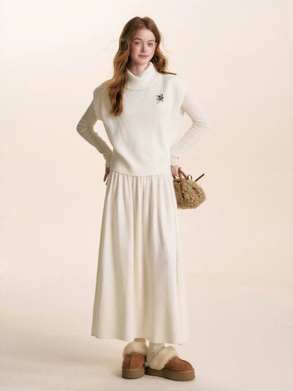 Cream &amp; Gray Wool Knit Vest