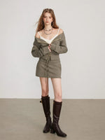 Zip Sweatshirt Skirt Two Piece Set