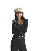 Contrast Stripe Knit Cardigan