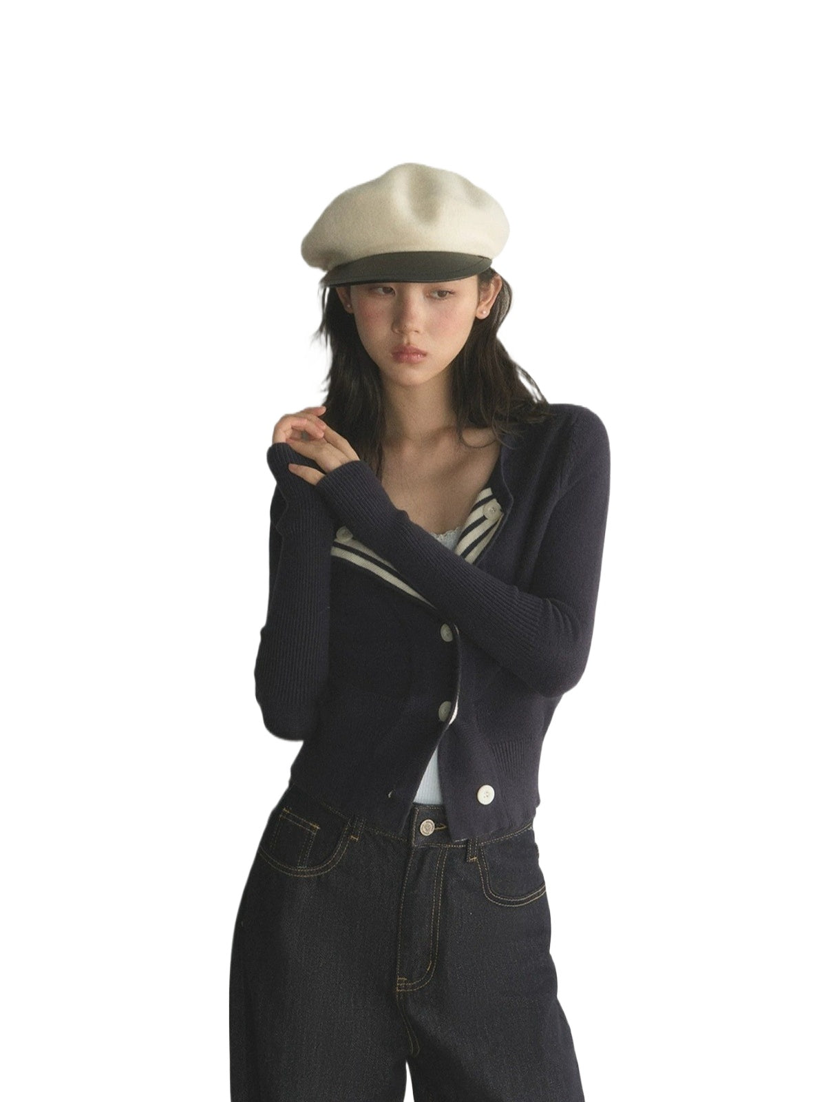 Contrast Stripe Knit Cardigan