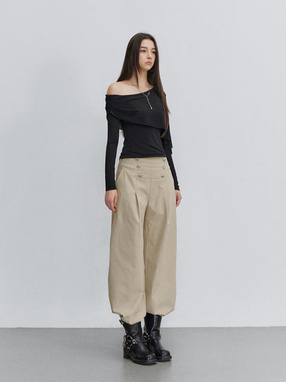 Asymmetric Shoulder Draped Top