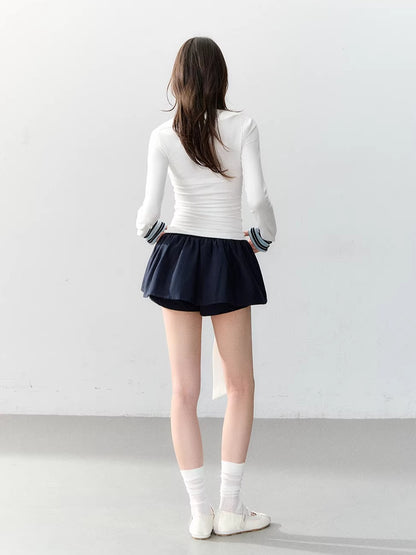 Contrast Trim Stripe Knit Top