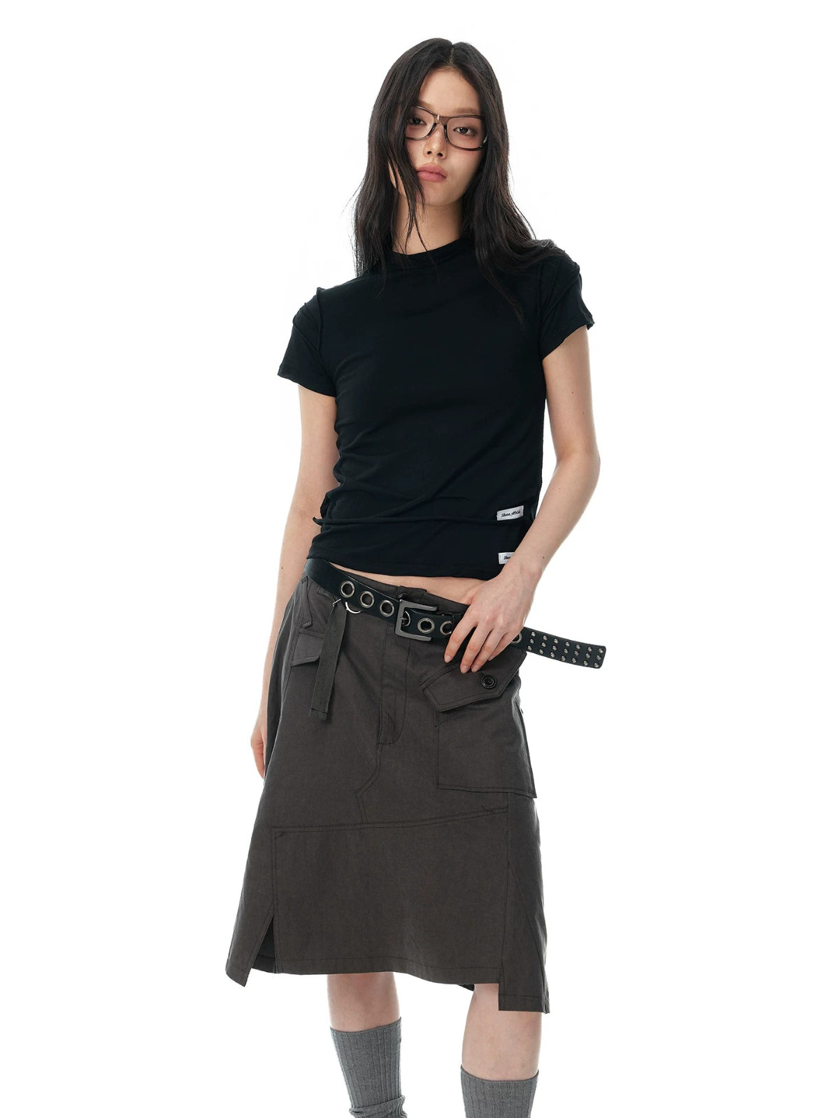 Minimalist Ruched Back Zip T-Shirt