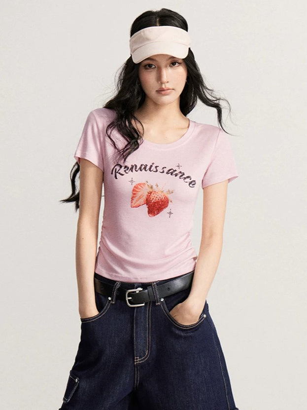 Strawberry Printed Lyocell T-Shirt