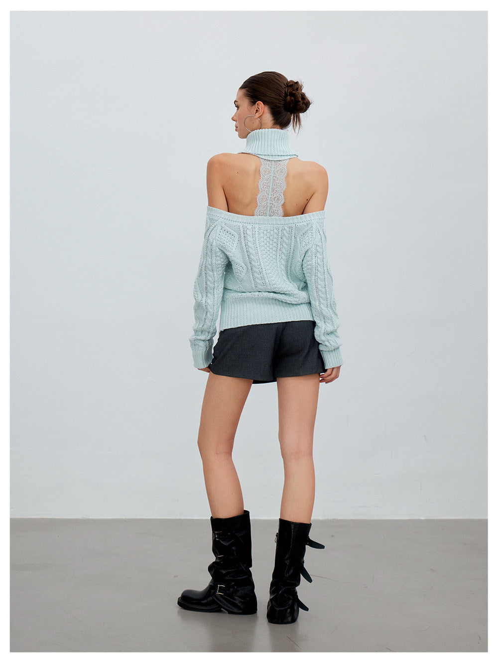 Cold Shoulder Turtleneck Knit