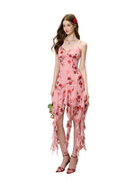 Rose Pink Ruffle Tie-Back Dress