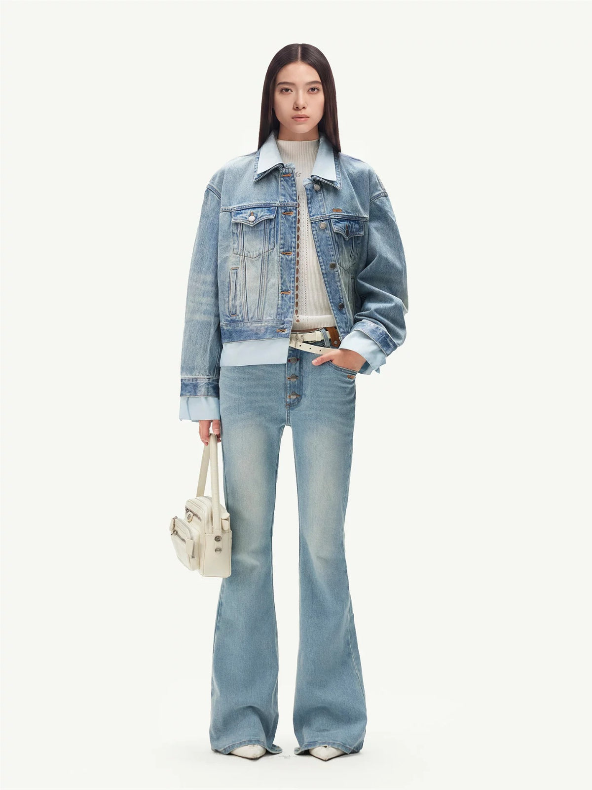 Washed Denim Faux Layer Jacket
