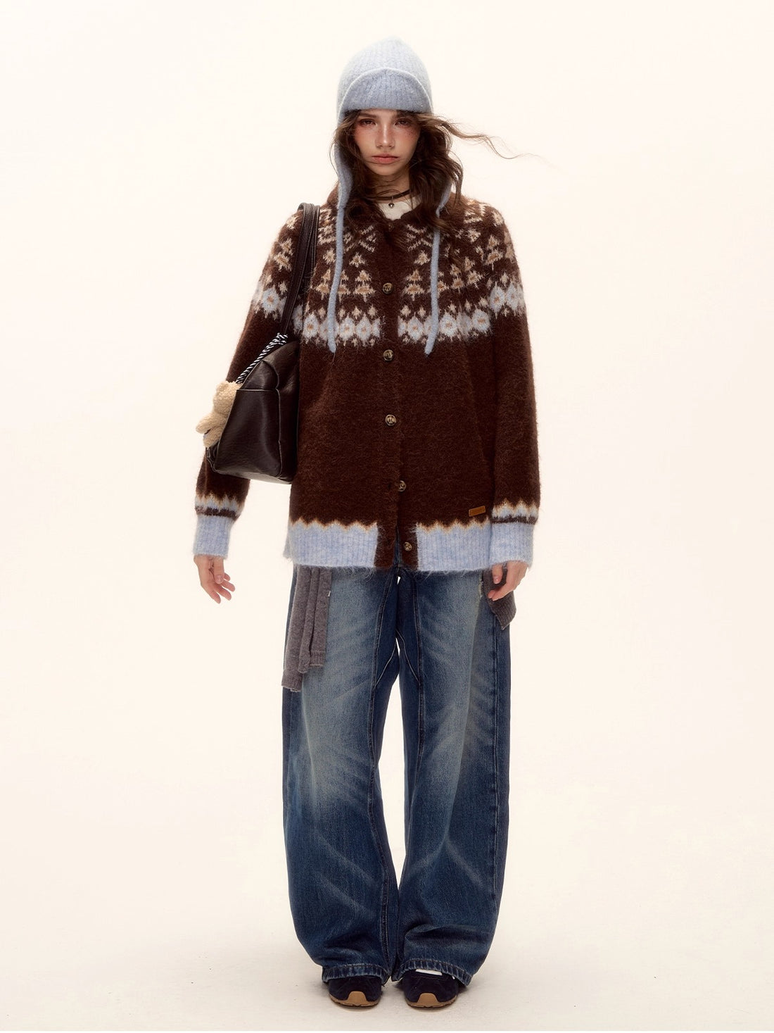 Fair Isle Wool Collar Cardigan