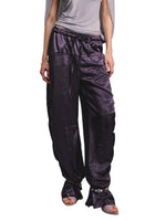 Dark Purple Satin Parachute Pants