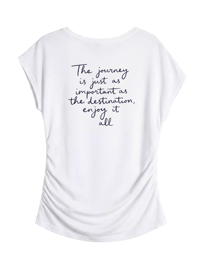 Embroidered Ruched T-Shirt