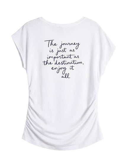 Embroidered Ruched T-Shirt