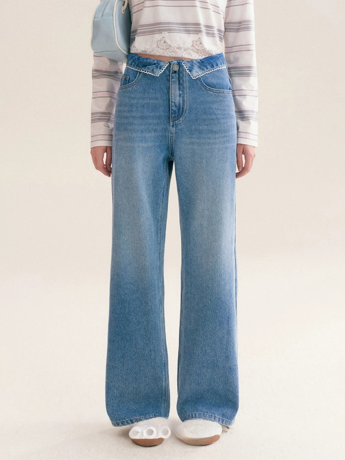 French Lace Wide Leg Jeans