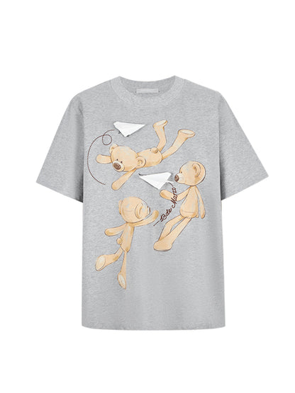 Paper Plane Bear Cotton Short-Sleeve T-Shirt