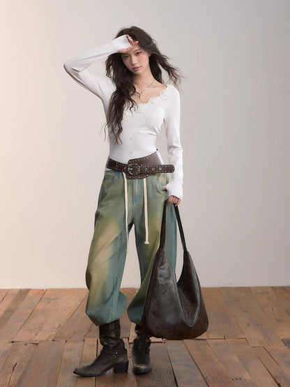 Original Wash Casual Wide-Leg Jeans