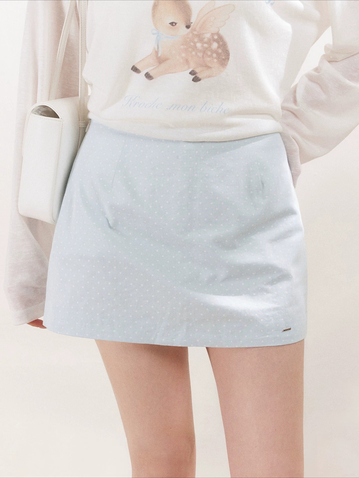 Blue Polka Dot Mini Skirt
