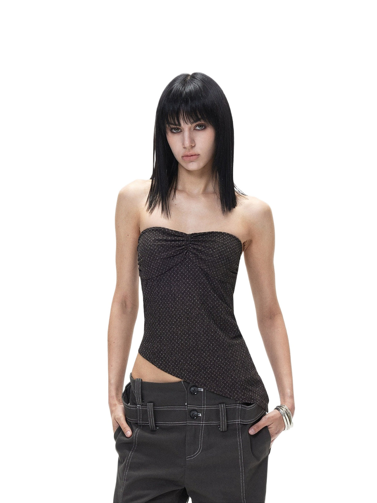 Polka Dot Textured Tube Top