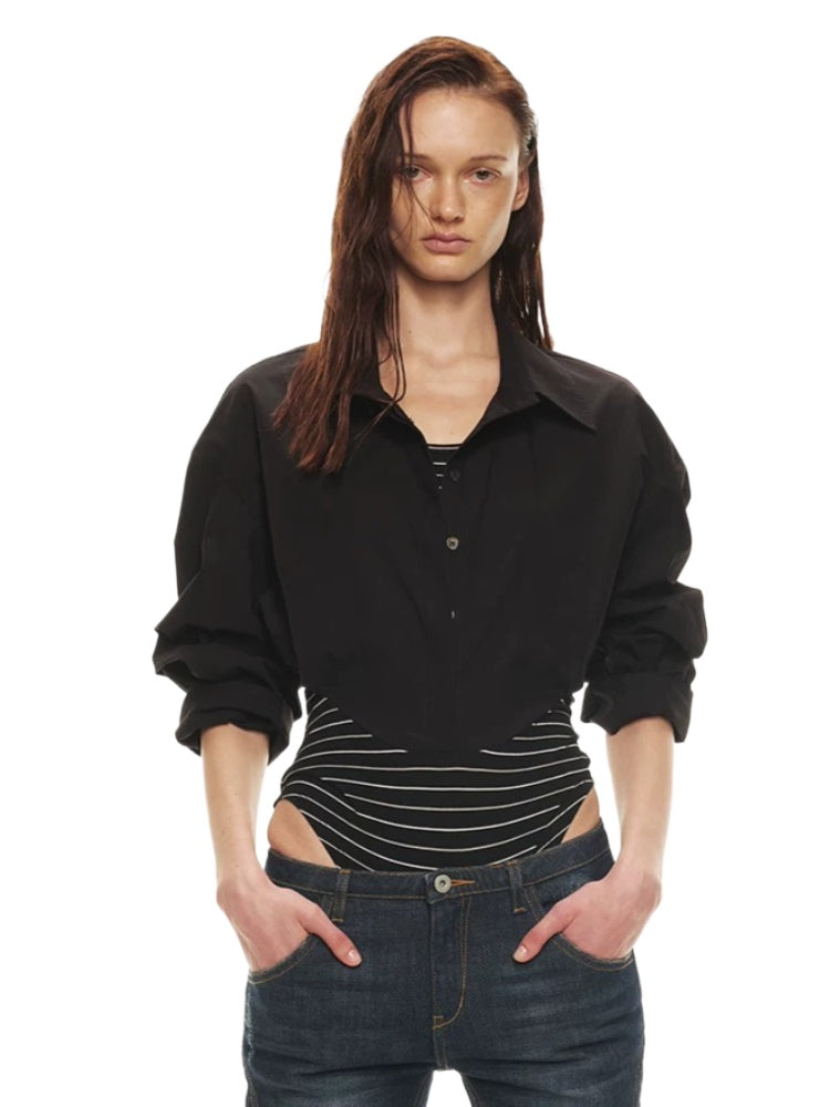 Striped Layered Waist Shirt