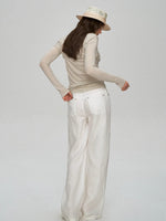 Lyocell Wool Pleated Beaded Tee
