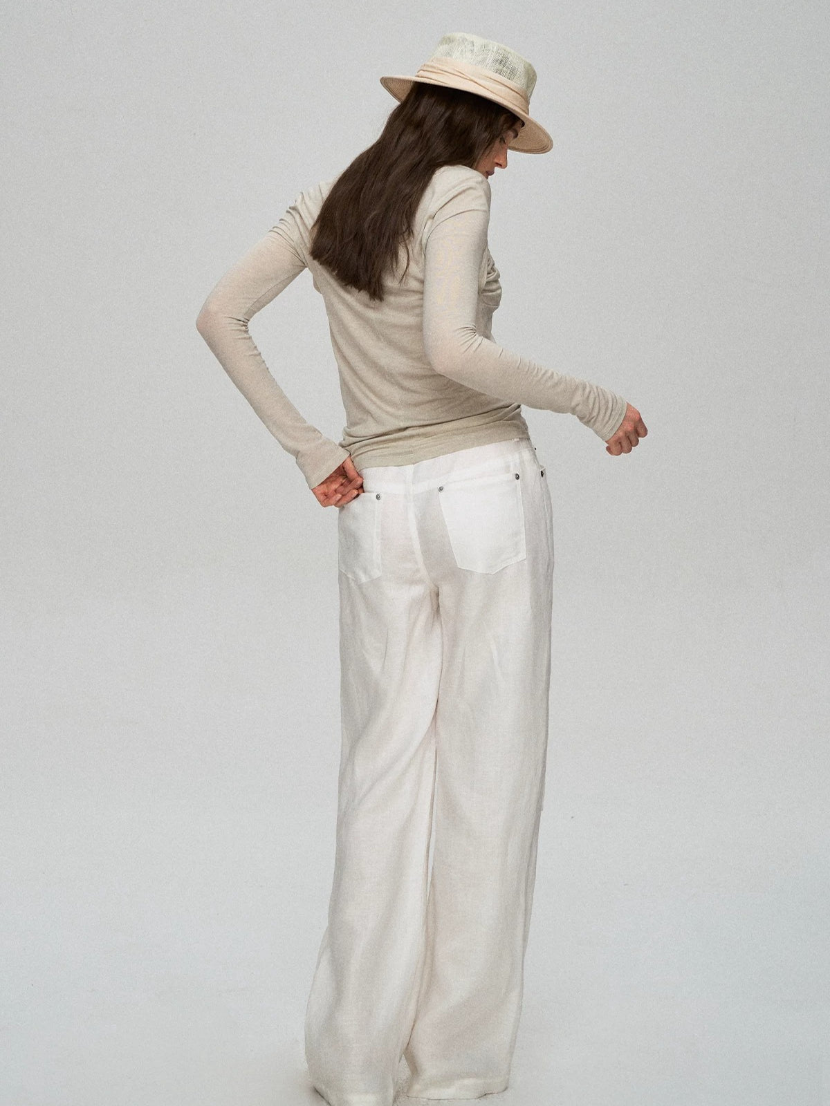 Lyocell Wool Pleated Beaded Tee