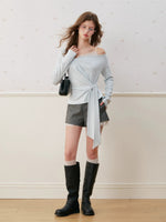 Lace Trim Twist Neck Top