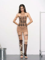 Letter Print Halter Knit Dress