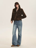 Vintage Cropped Plush Collar Coat