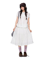 Polka Dot Collar Shirt & Skirt Set