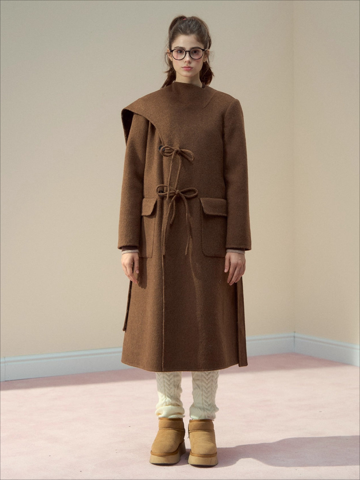 Wool Double-Faced Shawl Coat