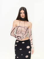 Printed Cowl Off-Shoulder Top