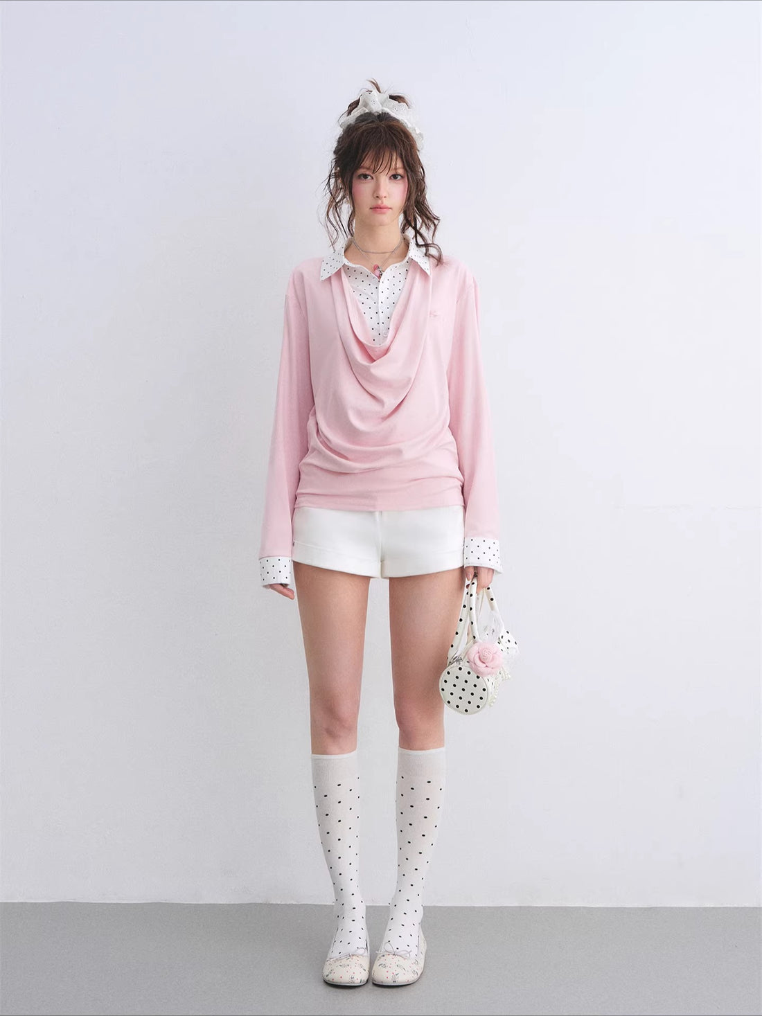 Polka Dot Layered Drape Top