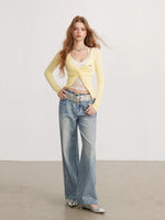 Yellow & Gray Lace Layered Top