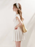 Lace-Trim Tie-Front T-Shirt & Skort Set