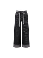 Star Pattern Wide-Leg Denim Pants