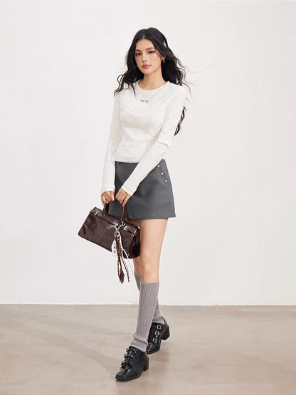 Beige Lace Patchowrk 2-in-1 Blouse