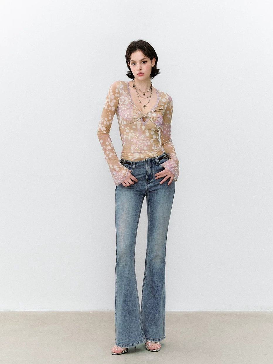 Deer Print Mesh Top