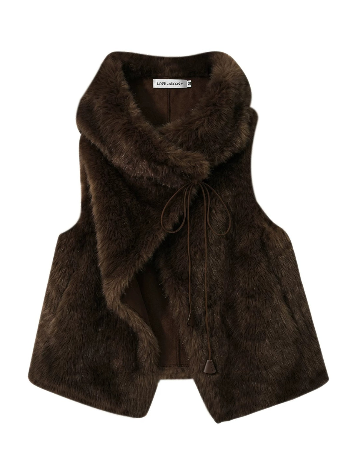 Vintage Tie Front Faux Fur Vest