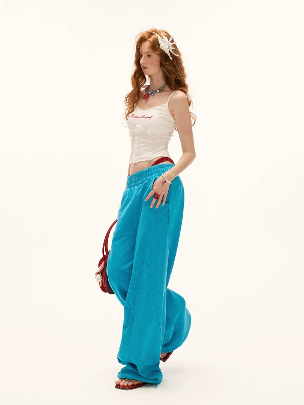 Washed Wide-Leg Casual Sweatpants