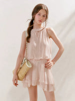 Chiffon Lace Halter Dress