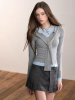 Contrast Hooded Knit Top