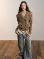 Colorfleck High-Neck Cardigan Jacket