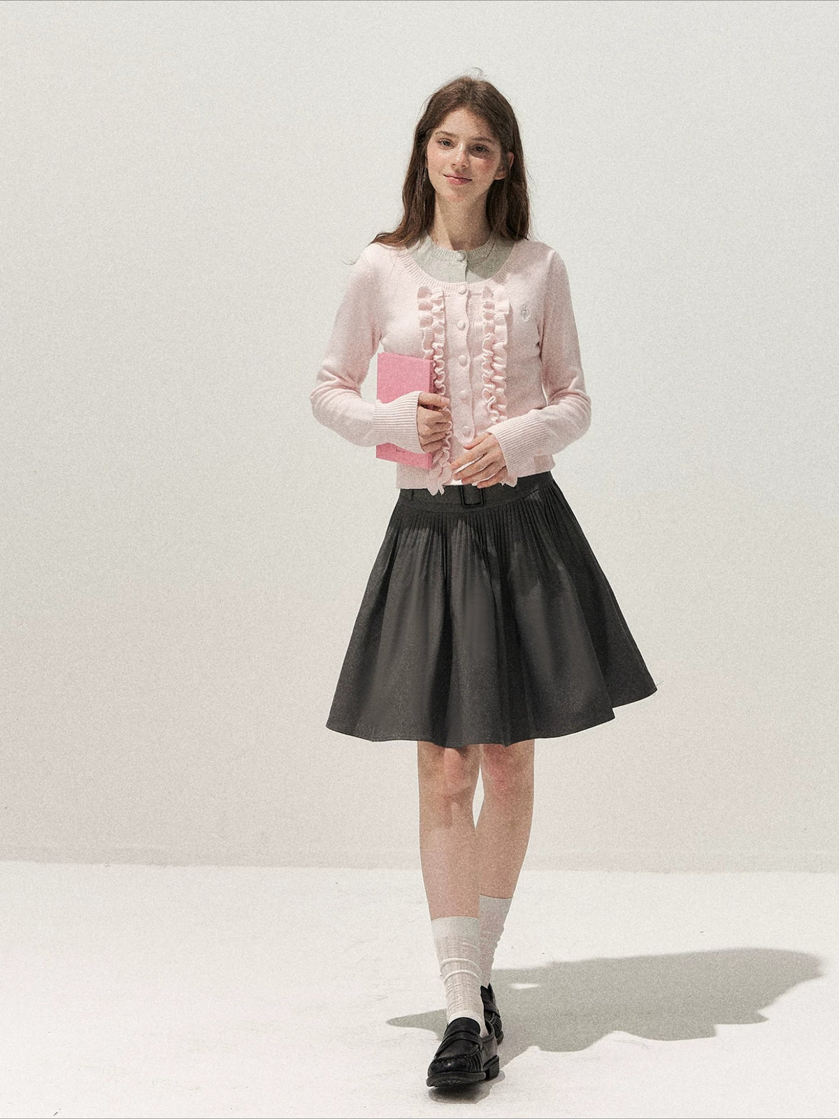 Ruffle Trim Vintage Knit Sweater