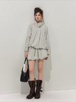 Blue Gray Plaid Trench Coat Set