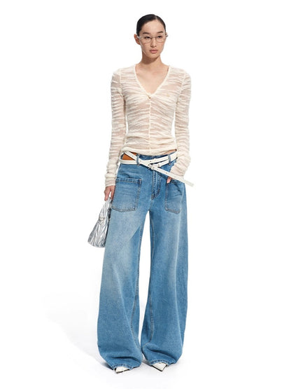 Florence 100% Wool Semi-Sheer Fitted V-Neck