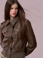 Cropped PU Leather Moto Jacket