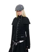 Double Zip Stand Collar Cropped Jacket
