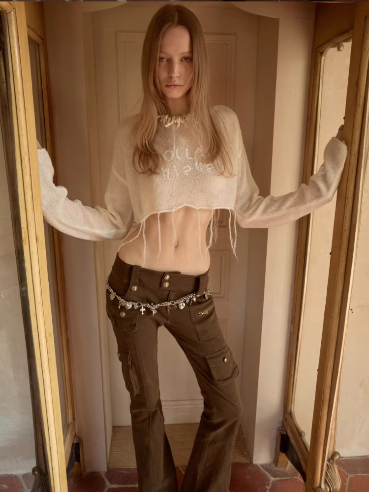 Mohair Sequin Sheer Top