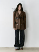 Wool Plaid Patchwork Mid-Length Coat