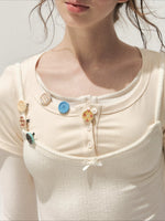 Vintage Pattern Button Hair Clip