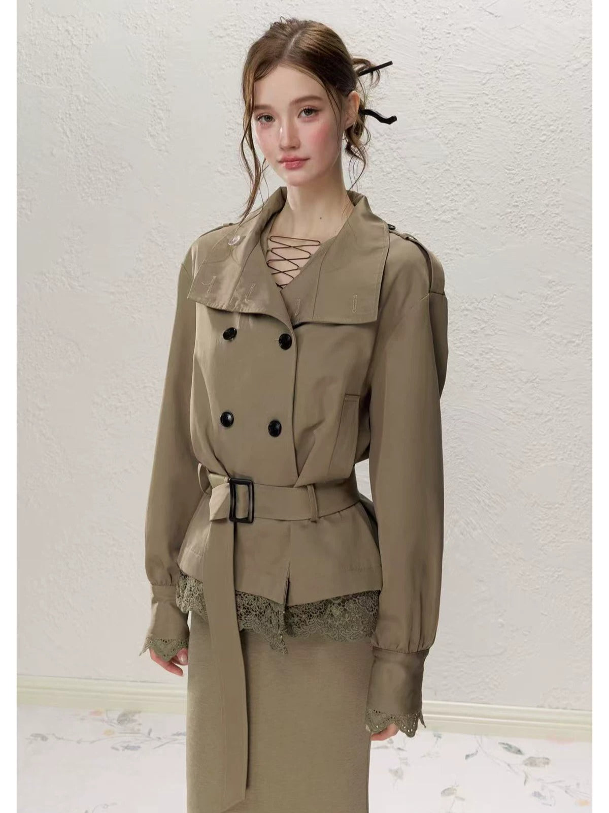 Lace Detail Trench Coat