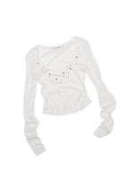 Deep V-Neck Studded Rhinestone Top